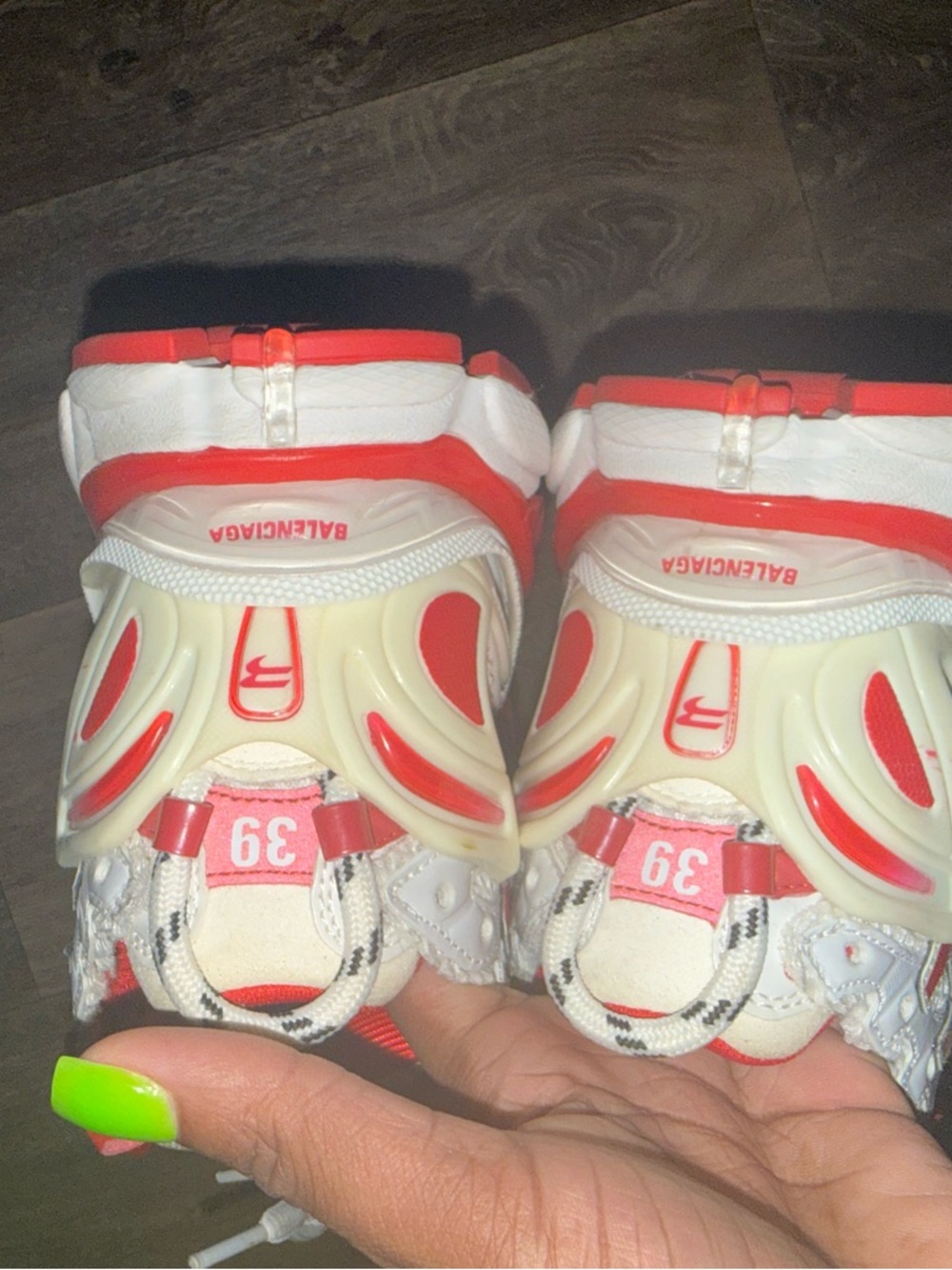 Balenciaga White and Red Chunky Retro Sneakers - Picture 5 of 5